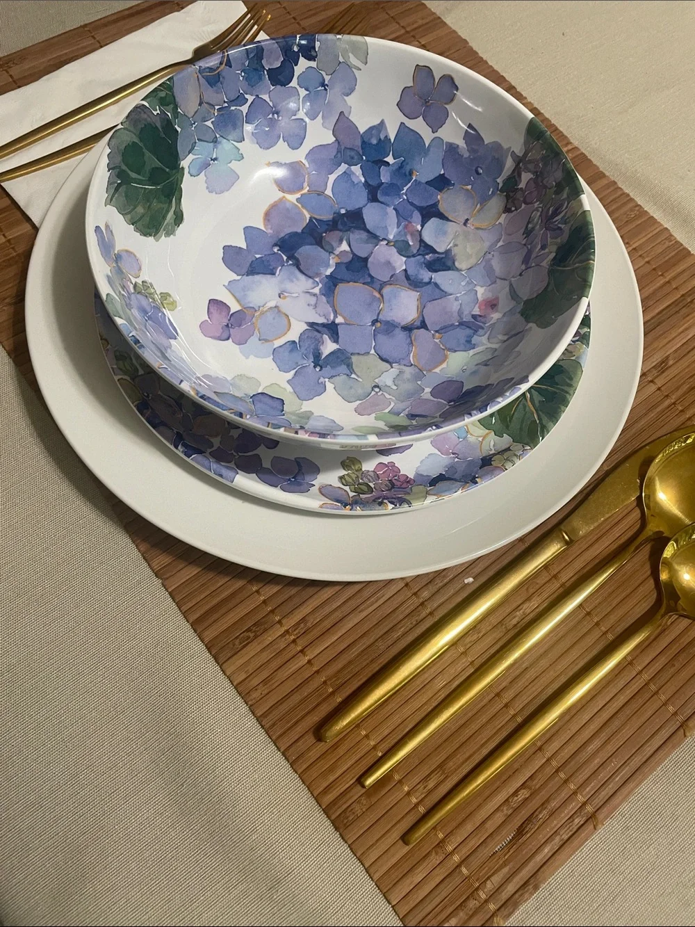 Floral Hydrangea Plates  - Elegant Home Dining